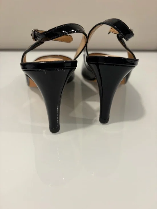 Talbots Black Patent Peep Toe Slingback Heels - Picture 6 of 6